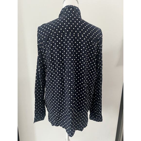 NEW H&M Divided Blue Polka Dot Long Sleeve Button Up Shirt Sz 14 - Picture 4 of 6